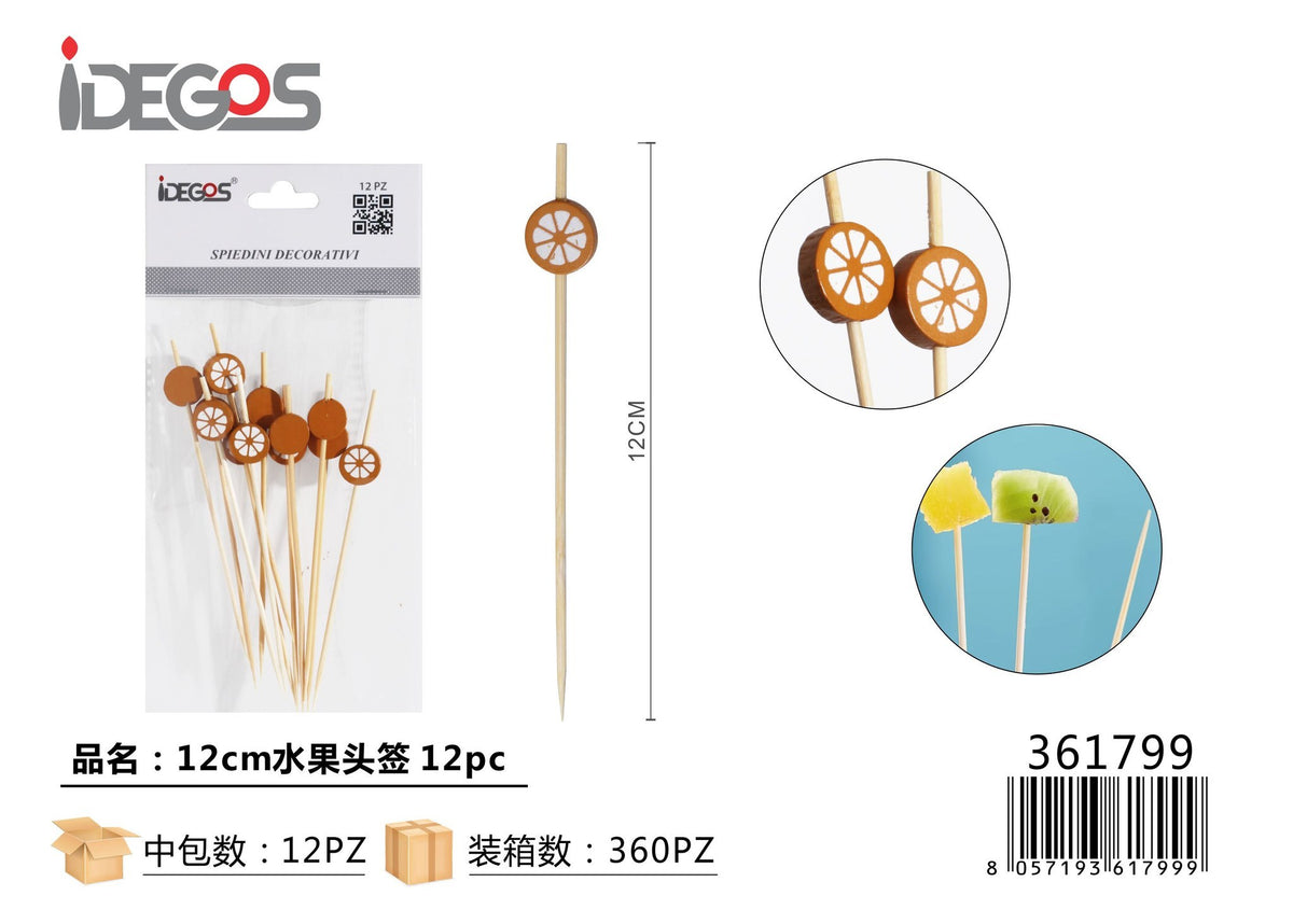 Spiedini decorativi Frutta, 12 cm, 12 pezzi