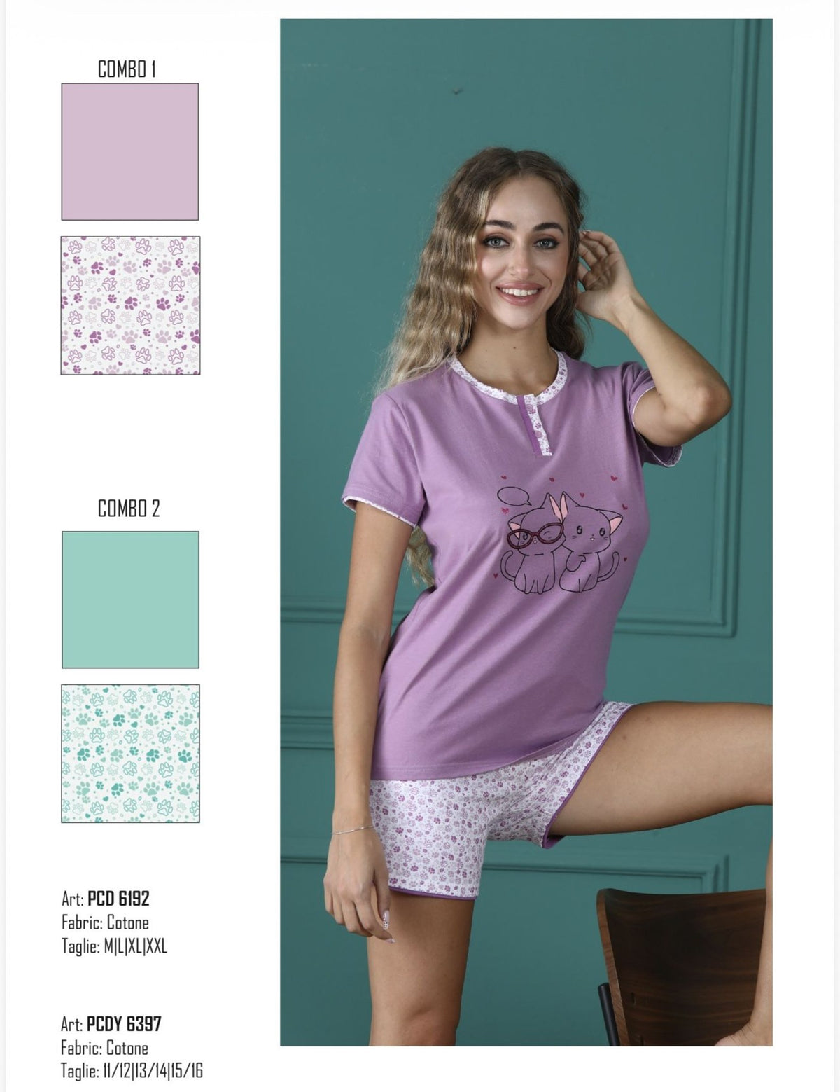 Pigiama Corto Donna Cotone