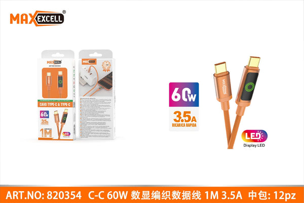 Cavo TYPE-C a TYPE-C 1M 3.5A 60W