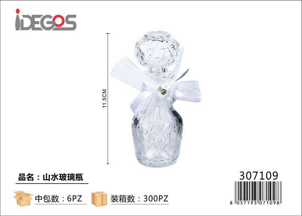 Bottiglia decorativa in vetro con fiocco bianco, 11,5 cm
