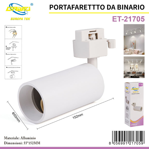Supporto GU10 per illuminazione su binario