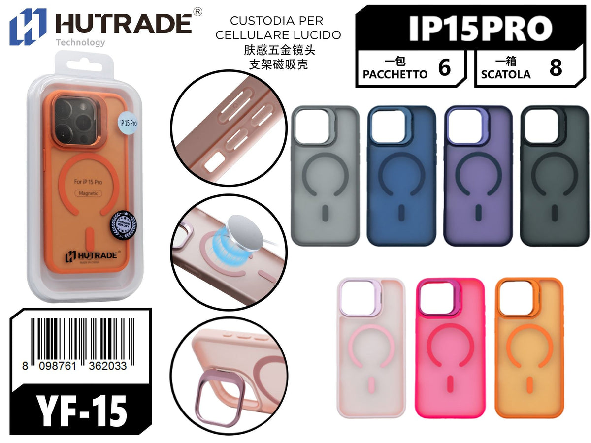 YF-15 COVER COLORATA OPACA CON SUPPORTO A MAGSAFE IP15 PRO