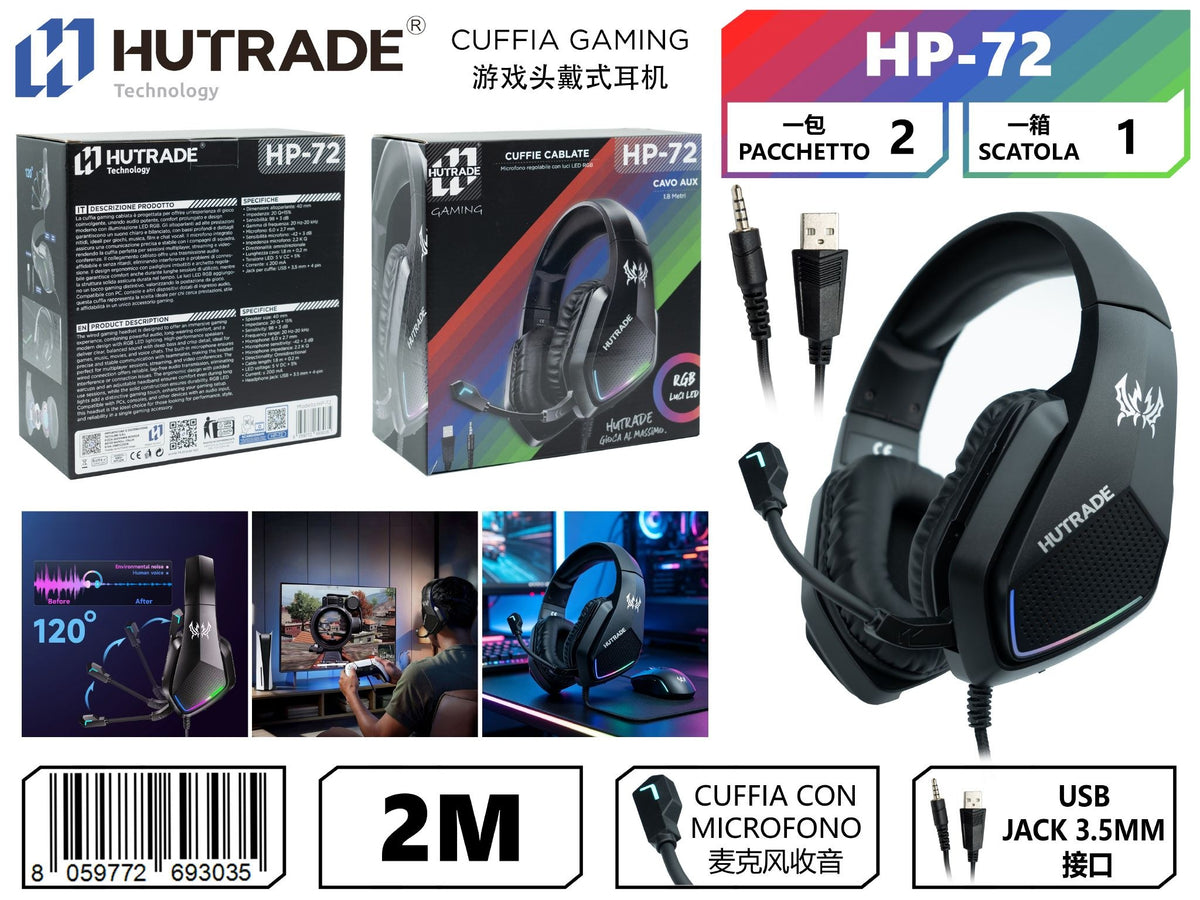 HP-72 CUFFIA GAMING ATTACCO JACK 3.5MM/USB
