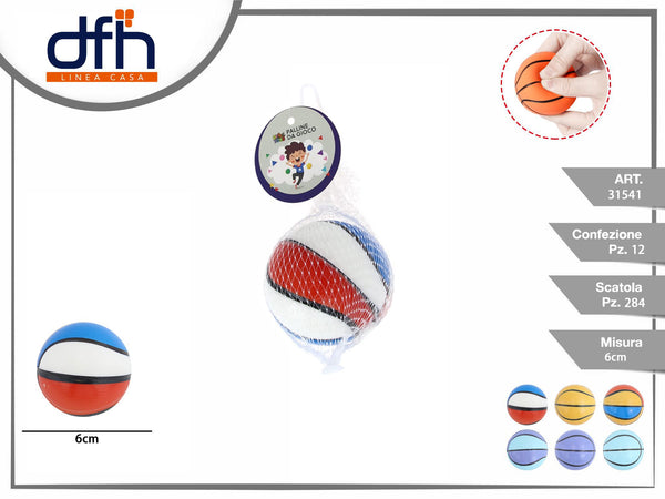 Pallina da gioco con motivo da basket, 6 cm