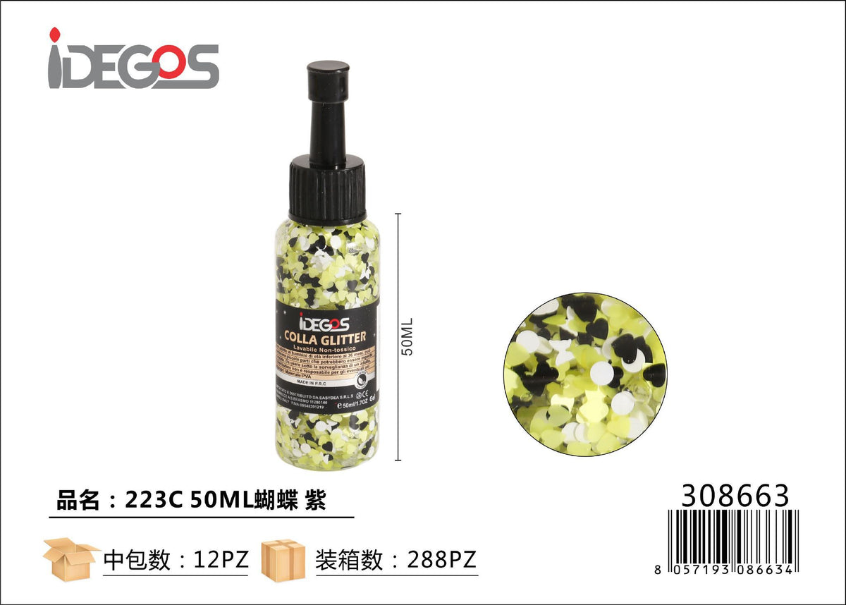 Colla con glitter a farfalla 223C, 50 ml