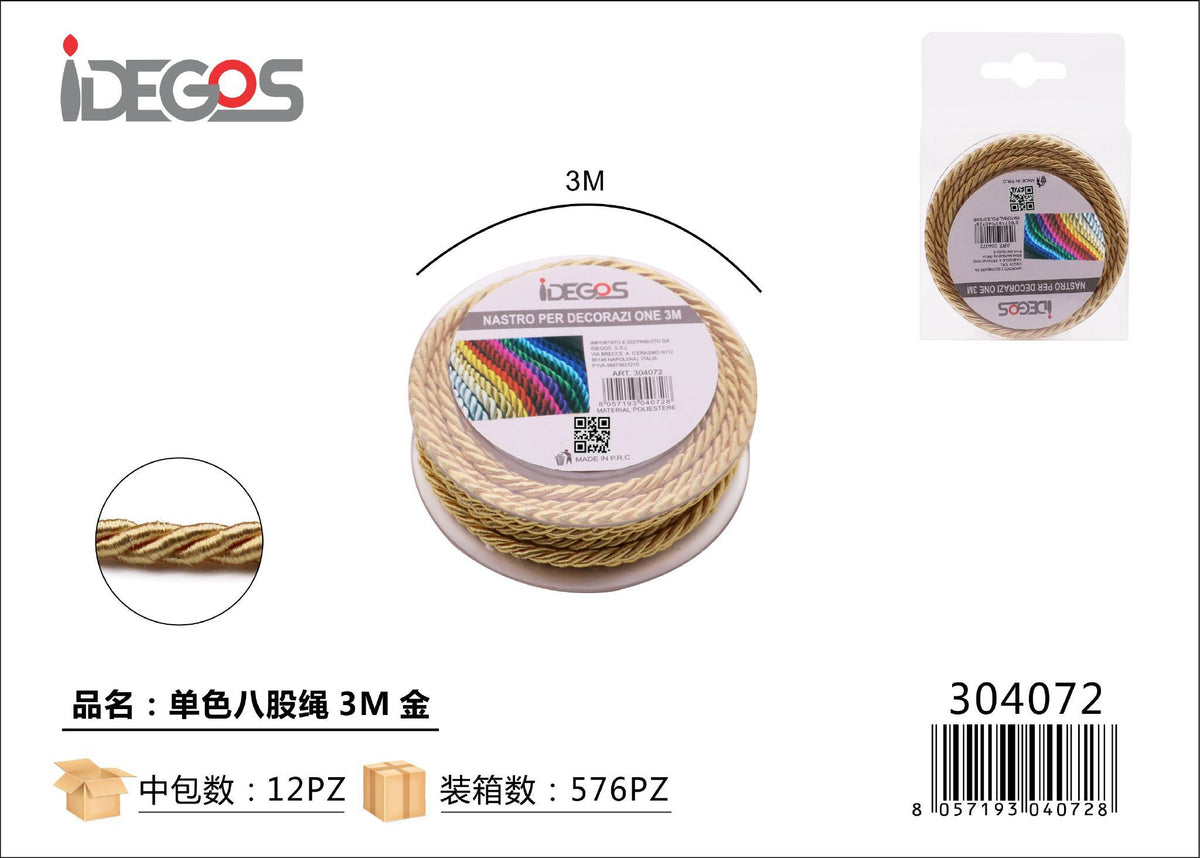 Cordoncino intrecciato a otto capi, 3 m