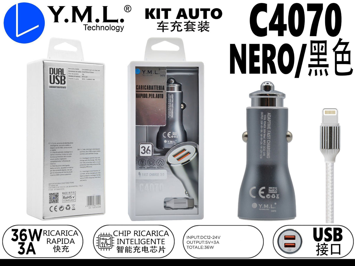 AC04 CARICATORE COMPLETO PER AUTO 36W – C4070 IOS