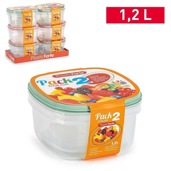 PACK 2 CONTENITORE 1.2L 16X16X9.5CM