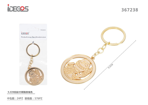 Portachiavi JHS per Prima Comunione, oro, 9,2 cm
