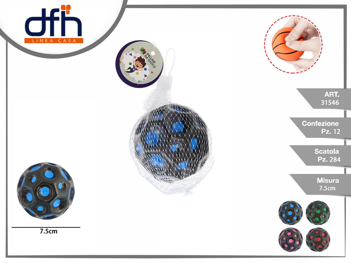 Pallina da gioco con inserti colorati, 7,5 cm