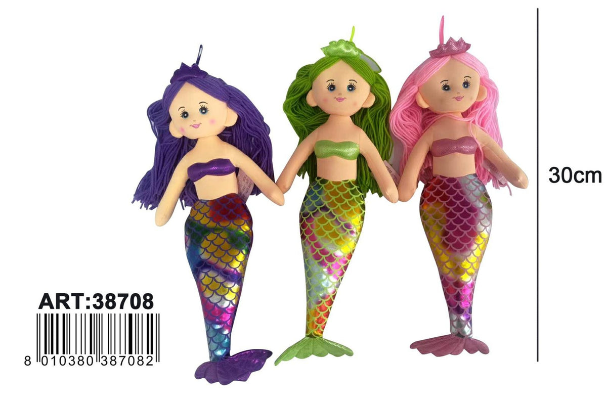 Bambola sirena in stoffa, 30 cm, AP38708