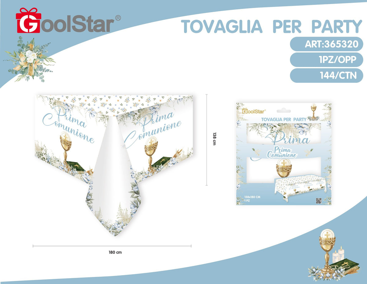 Tovaglia 138 x 180 cm prima comunione celeste