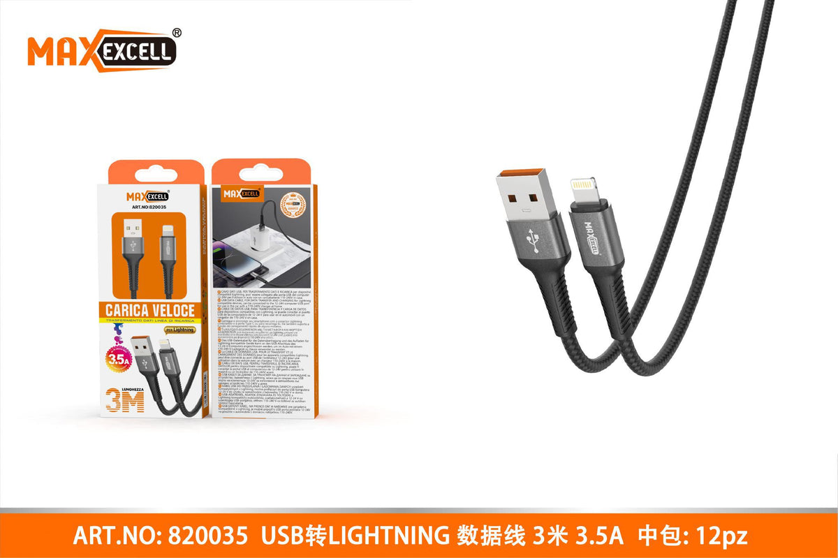 Cavo USB a LIGHTNING 3M 3.5A
