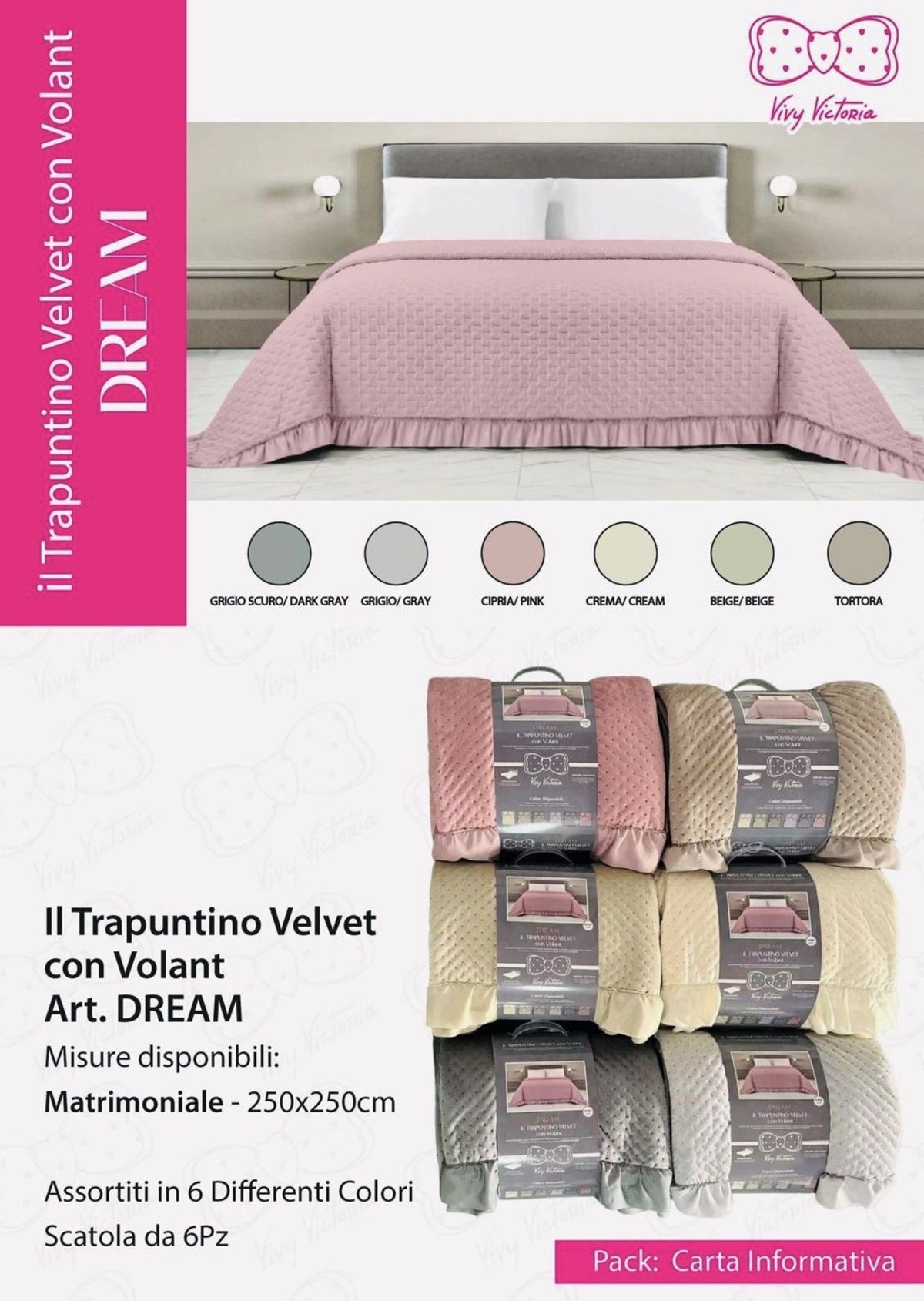 Trapuntino Velvet con Volant 250X250 Dream