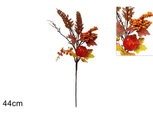 Ramo decorativo con zucca e bacche, 44 cm