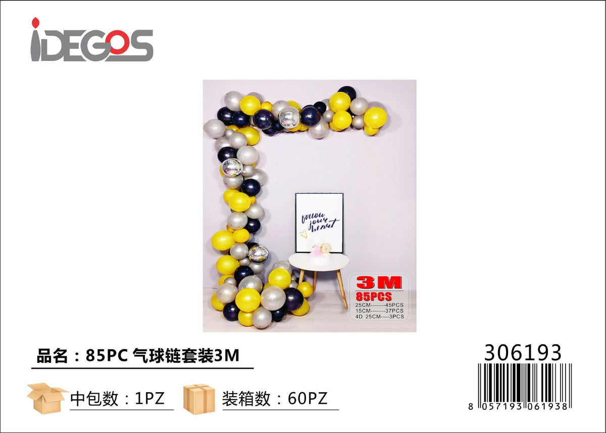 Kit ghirlanda di palloncini con accessori, 3 m, 85 pezzi