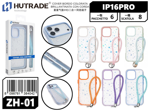 ZH-01 COVER BORDO COLORATA BRILLANTINATA CON CORDA IP16 PRO