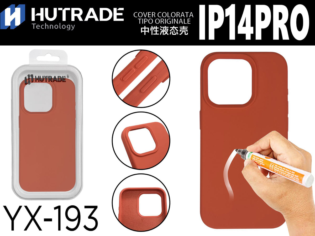YX-193 COVER COLORATA IN GOMMA IP14 PRO ARANCIONE