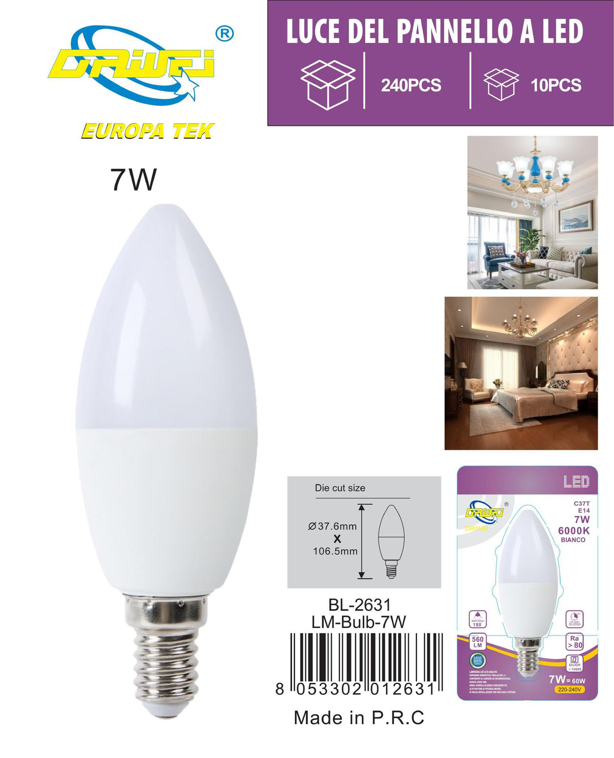 Lampadina decorativa a candela — 7 W, E14