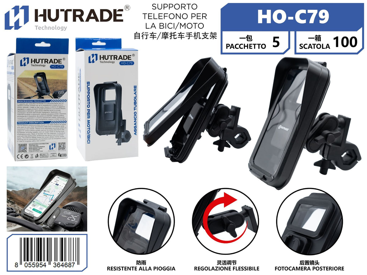 HO-C79 SUPPORTO TELEFONO PER LA BICI MOTO AD AGGANCIO TUBOLARE