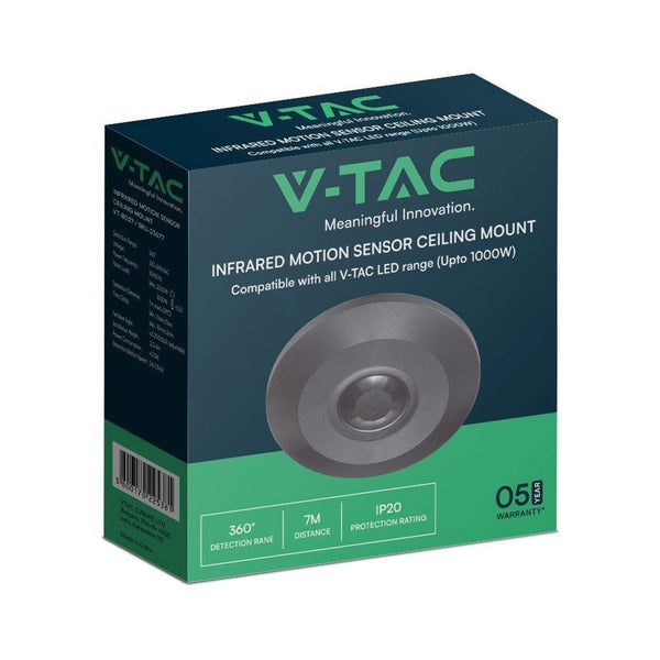 Sensore PIR V-TAC da soffitto nero 360°