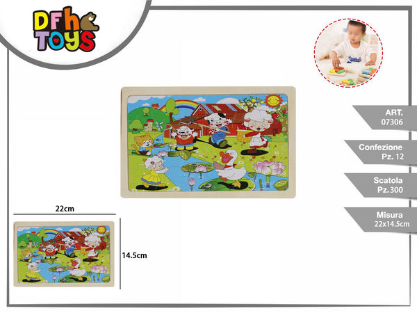 Puzzle in legno con animali, 24 pezzi, 22 × 14,5 cm