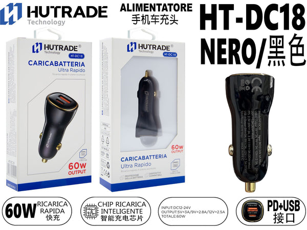 HT-DC18 SPINA PER AUTO INGRESSO TYPE-C/USB 60W