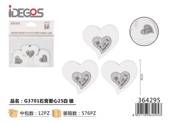 Decorazione Cuore Numero 25 G3701, bianco e argento