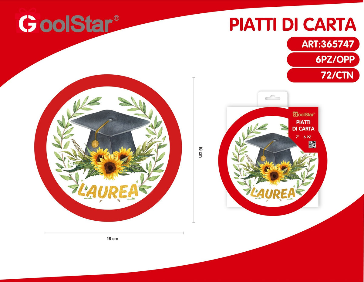 Piatti di carta rotondo 7 pollici laurea