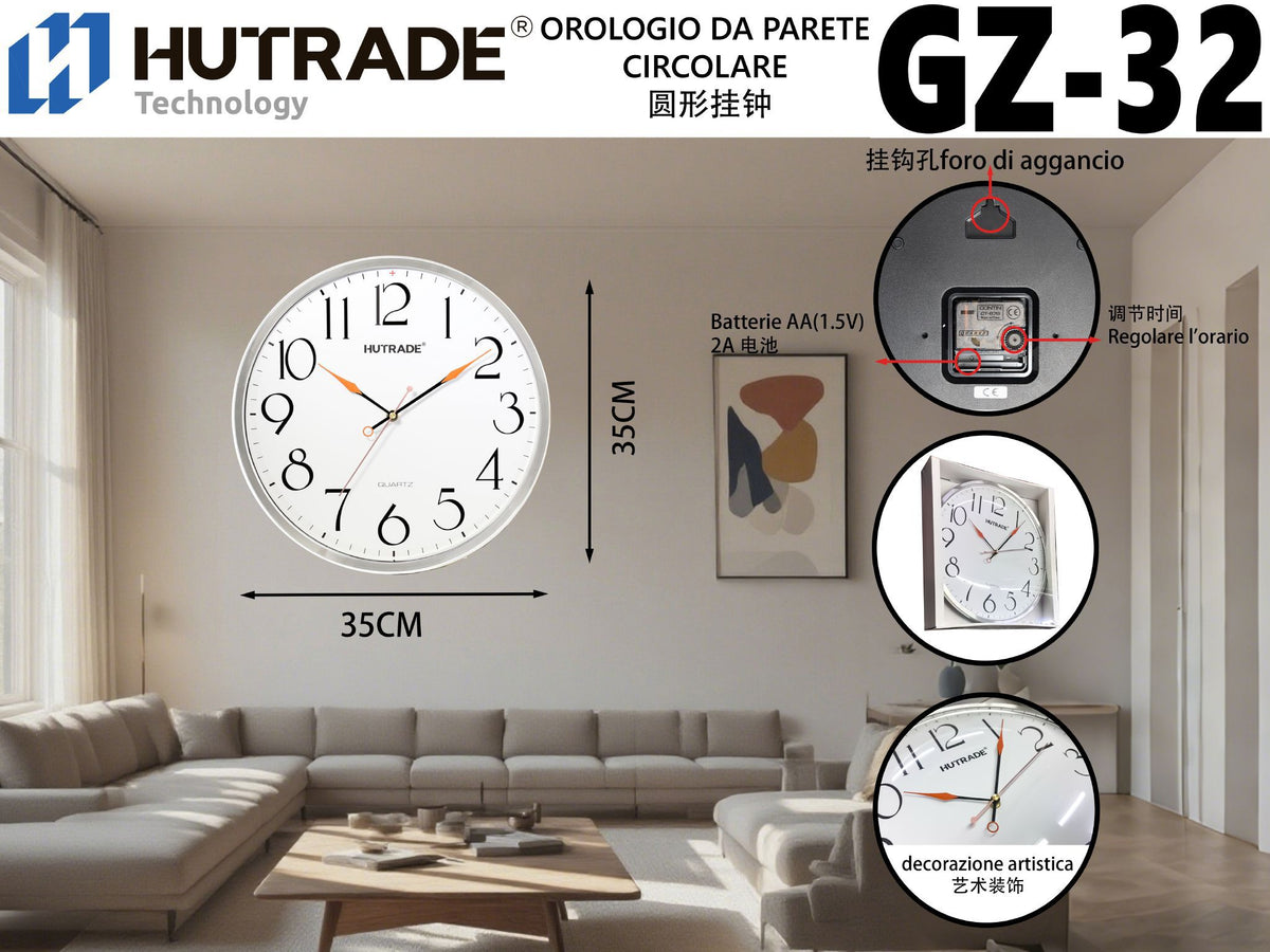 GZ-32 OROLOGIO DA PARETE CIRCOLARE SILVER