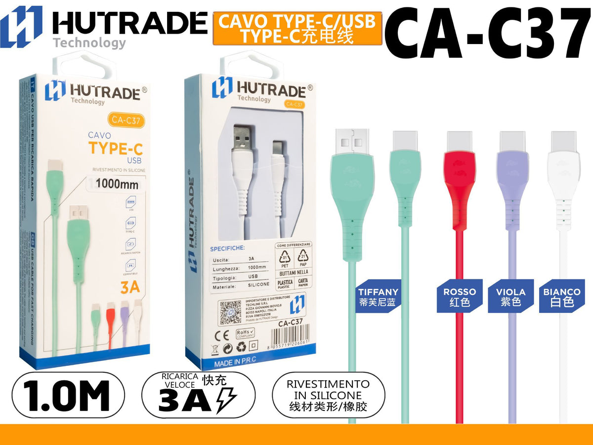 CA-C37 CAVO TYPE-C COLORATA 3A 1METRO