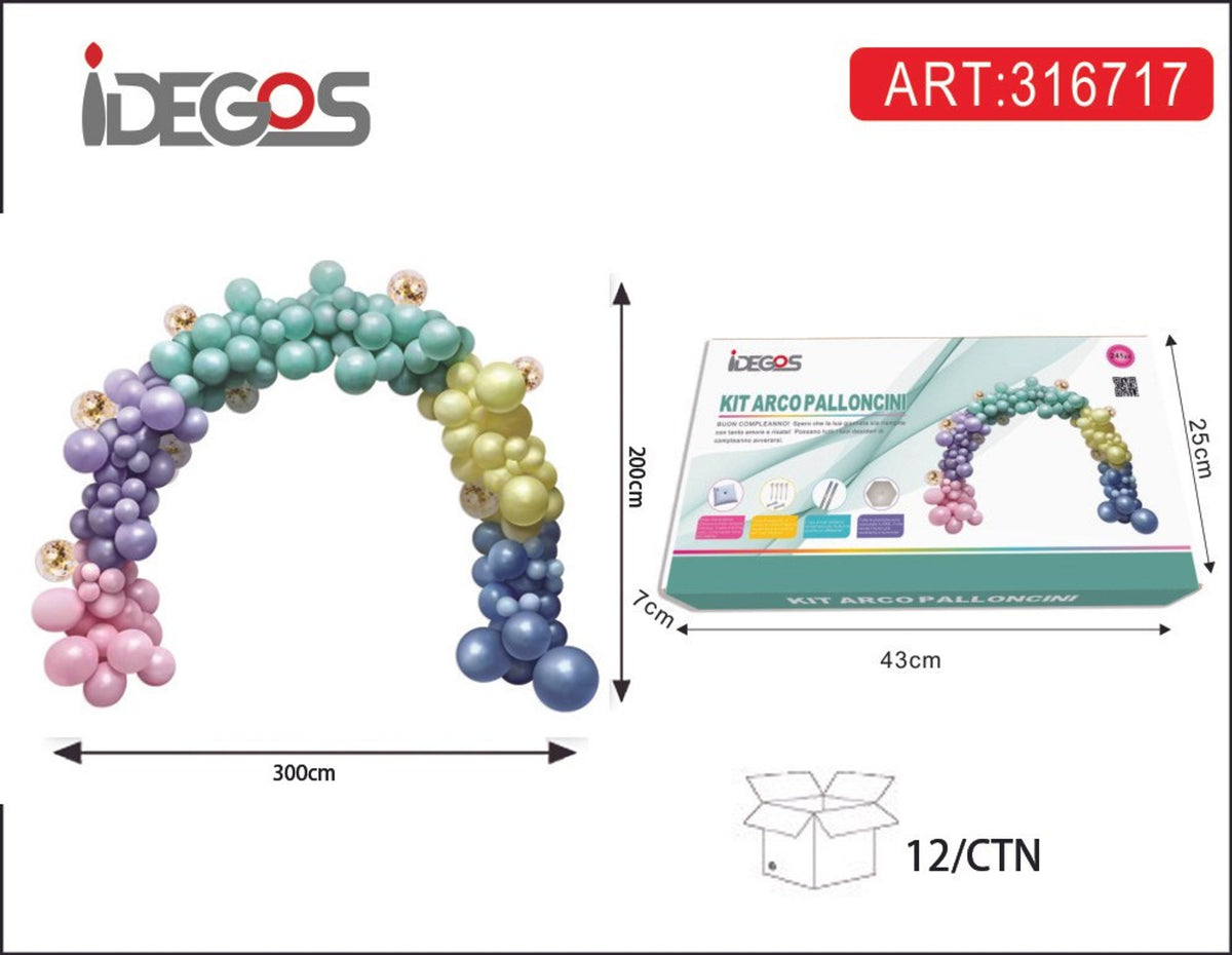 Kit arco di palloncini con finitura metallizzata colorati