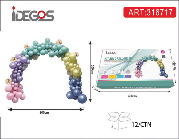 Kit arco di palloncini con finitura metallizzata colorati