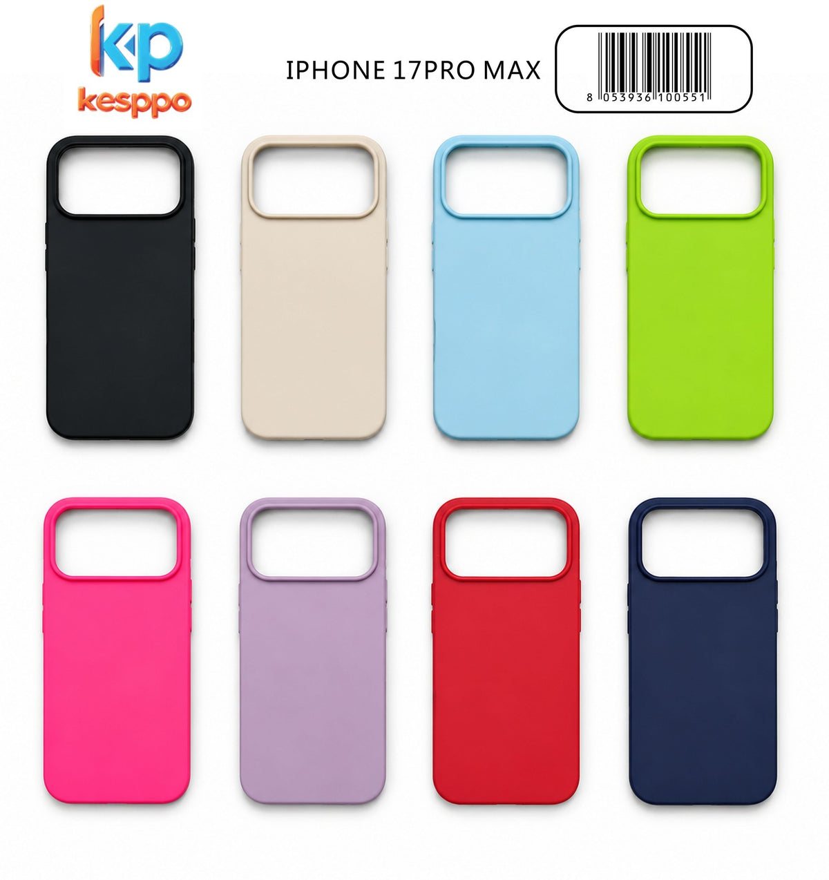 Custodia per iPhone 17 Pro Max – a tinta unita, in silicone, con apertura ampia