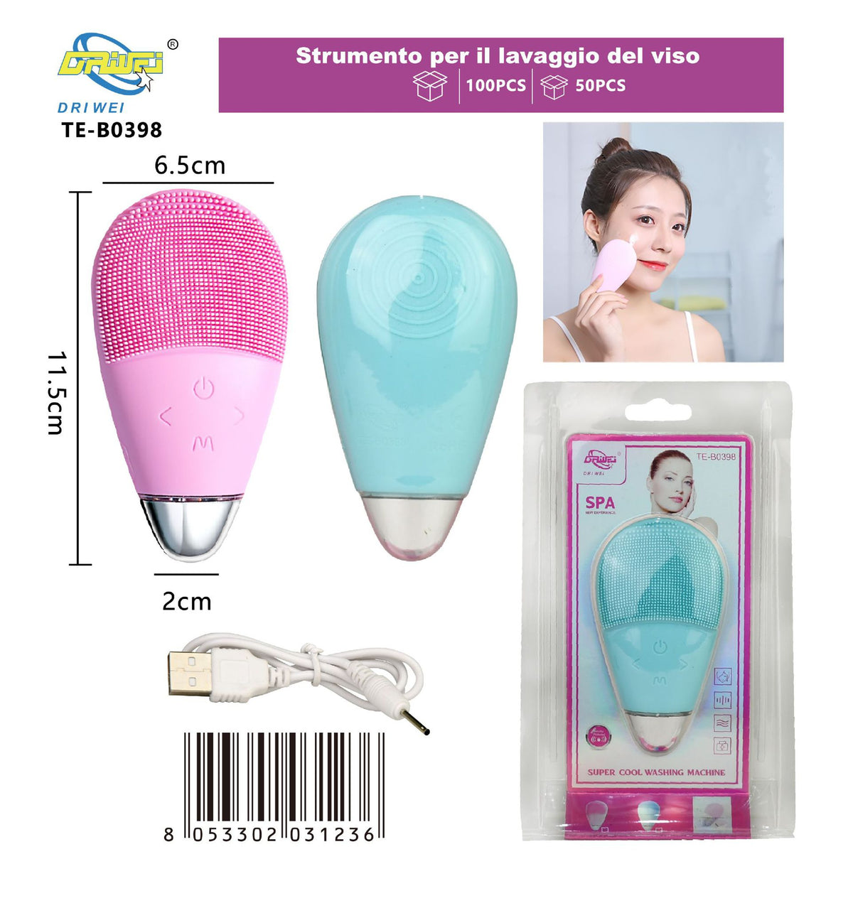 Spazzola per pulizia viso