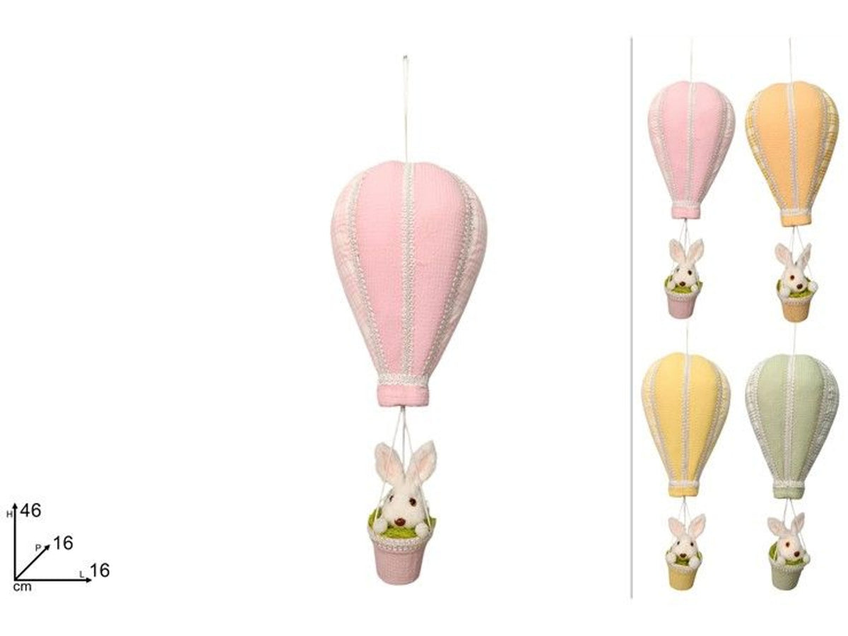 Mongolfiera decorativa con coniglio da appendere, 46 cm