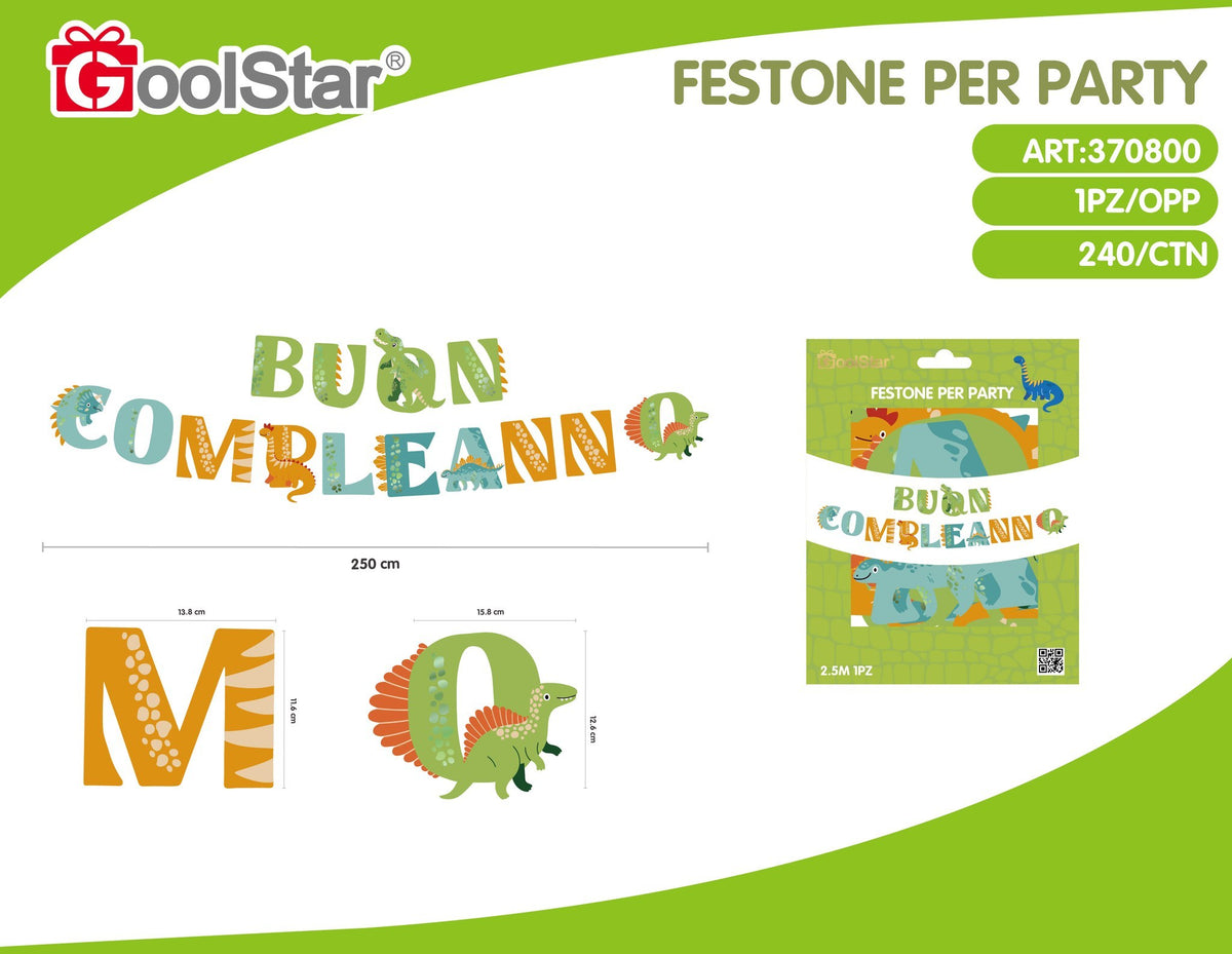 Festone di compleanno, 250 cm