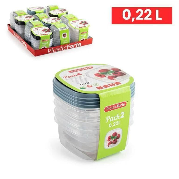PACK 4 CONTENITORE 0.22L PLASTICA 9.3X9.3X9.7CM