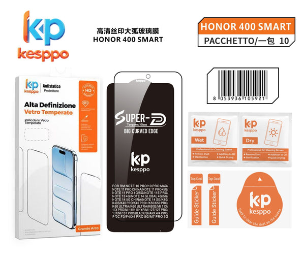Pellicola protettiva per Honor 400 SMART – in vetro temperato, con bordo nero