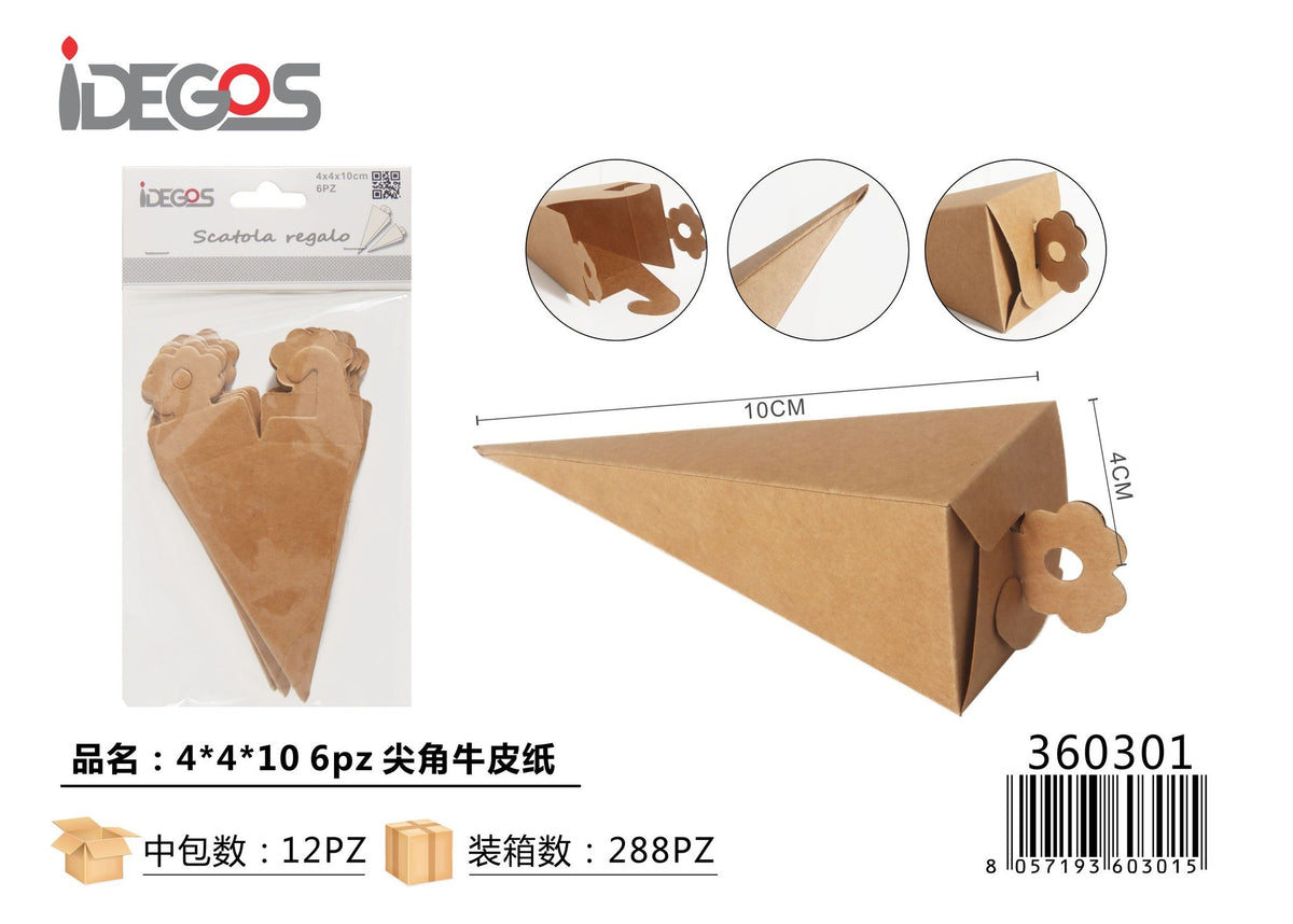 Scatoline a cono in carta kraft, 6 pezzi