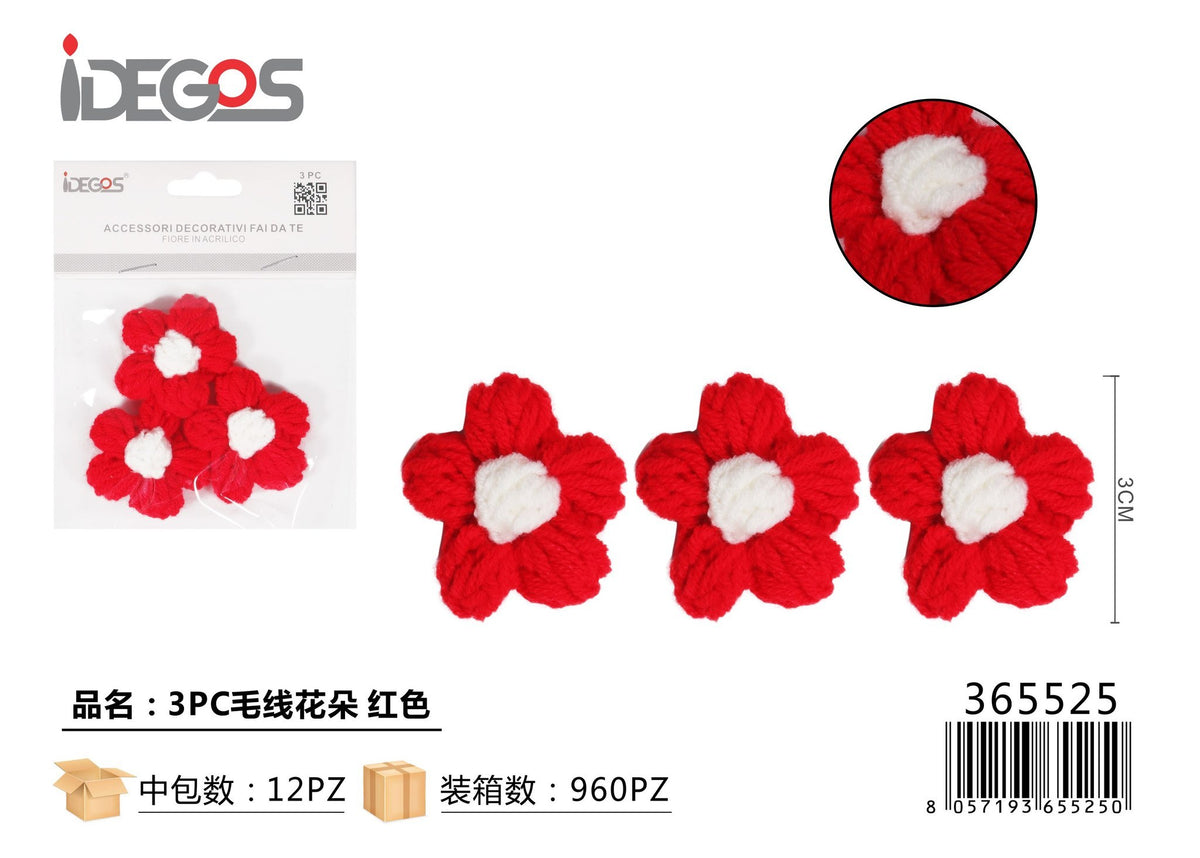 Set di 3 margherite decorative in filato