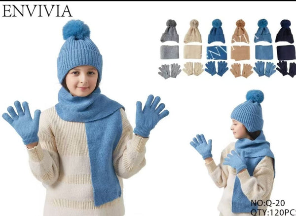 Set cappello, sciarpa e guanti per bambini Q-20