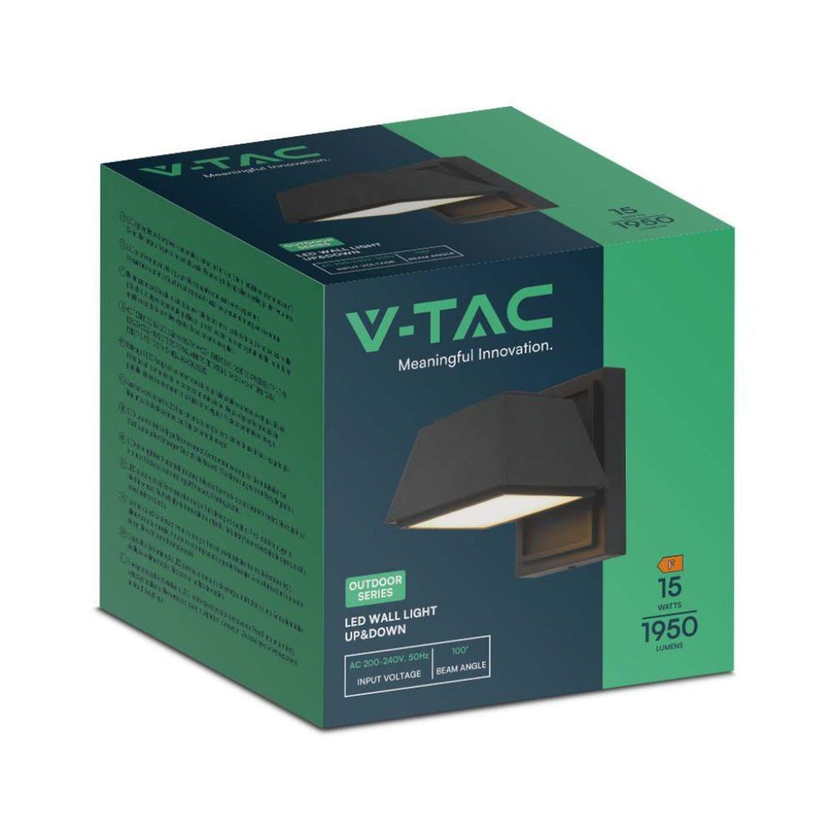 Applique LED V-TAC nera 15 W 4000 K IP65