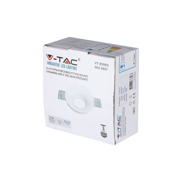 Portafaretto V-TAC GU10 rotondo in gesso da incasso