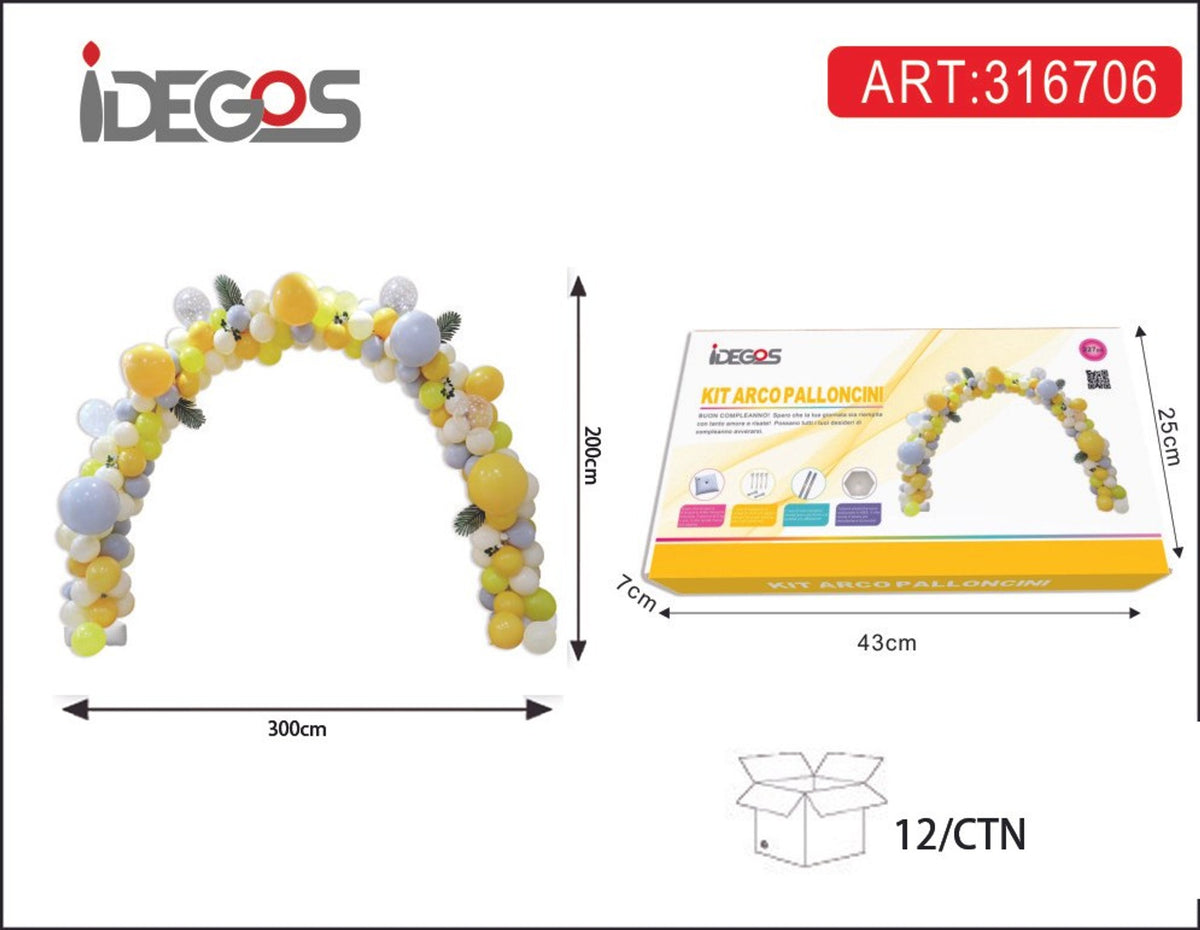 Kit arco palloncini giallo in pastello