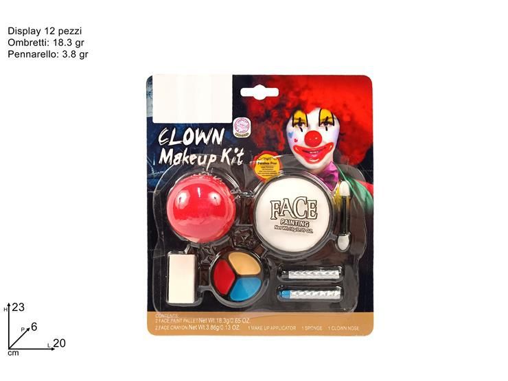 Kit trucco da clown con naso rosso