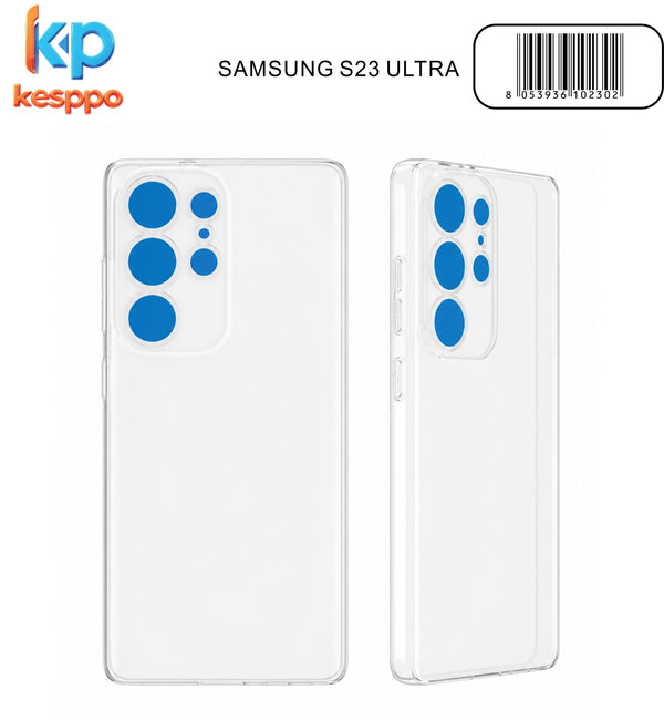 Custodia per Samsung Galaxy S23 Ultra – trasparente, in silicone, con aperture sagomate