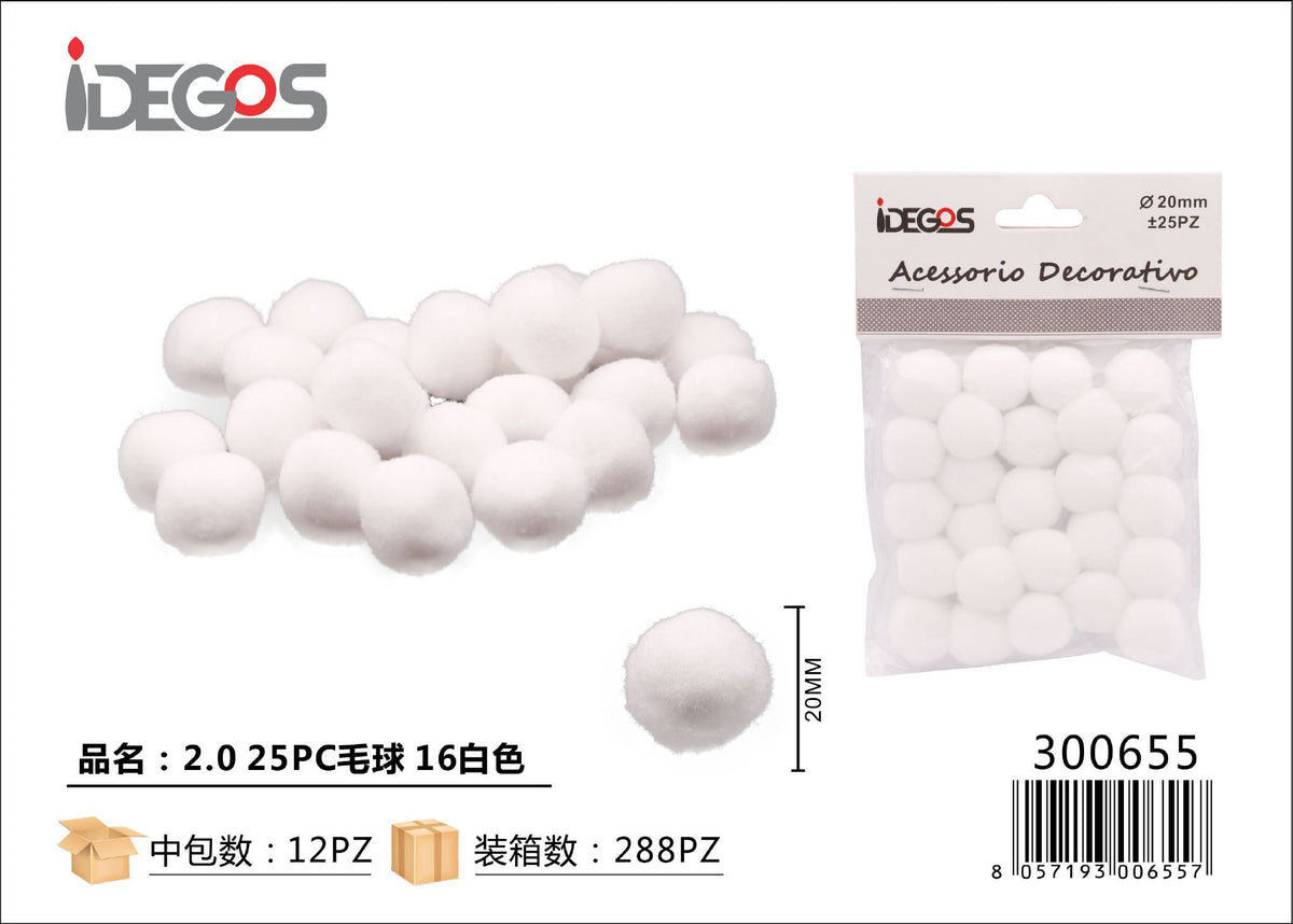 Set di 25 pompon decorativi