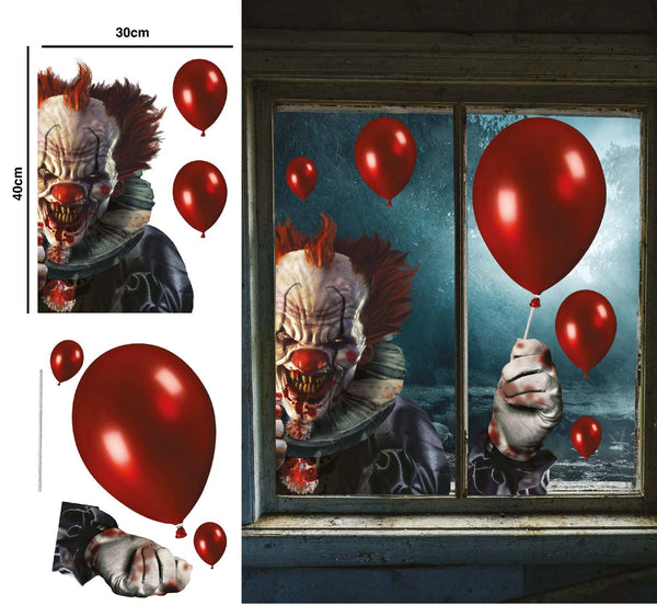 Adesivi per finestre Halloween clown, 2 fogli 30 × 40 cm
