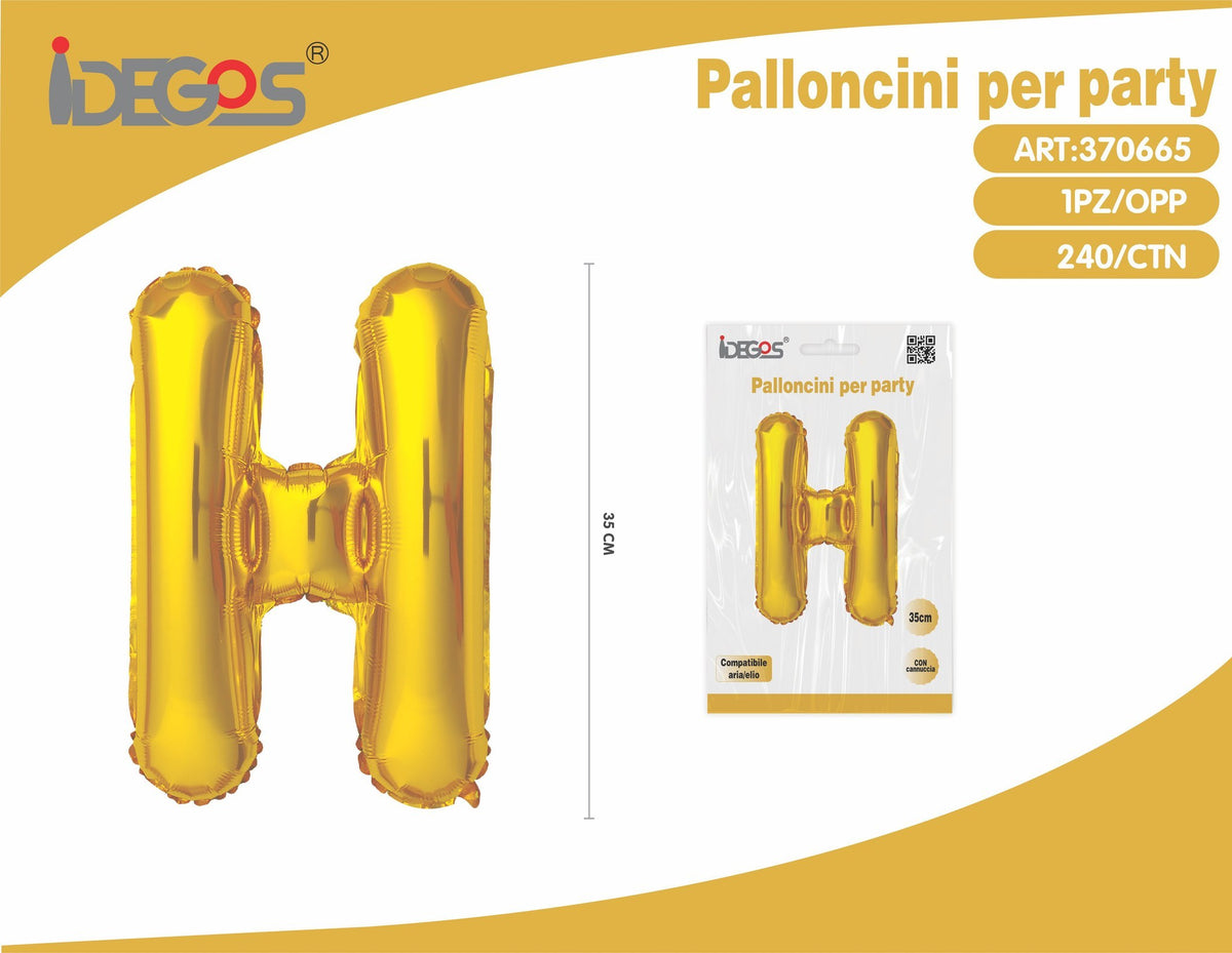 Palloncino Lettera H Oro 35cm